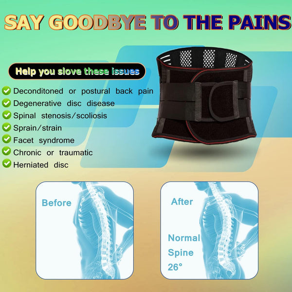 Lower Back Brace for Men Women Back Pain Relief Back Support Belt- Posture Corrector Breathable Adjustable Belt for Lifting, Scoliosis, Herniated