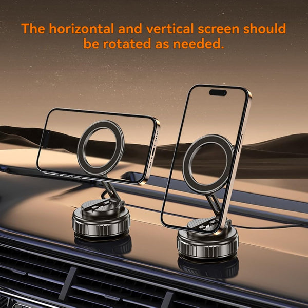 Car Phone Mount for Magsafe, 360 Degree Rotation Dashboard Vacuum Magnetic Phone Holder, Foldable Suction Cup Car Phone Mount for All Smart Phone