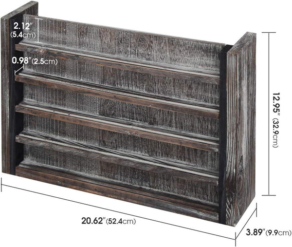 J JACKCUBE DESIGN Rustic Wood Wall Mount Coins Display Rack - 5 Tier Military Holder for Army, Air Force, Navy Awards Collectors Shelf - MK590A