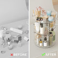 Rotating Makeup Organizer, DIY 8 Adjustable Layers Spinning Skincare Organizer, Cosmetic Display Case with Brush Holder Perfume Tray,