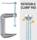Olympia Tools Heavy Duty Cast Iron C-Clamps with 2-Inch Jaw Opening and 1-Inch Throat, 6 Pack