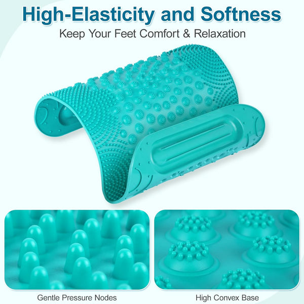 Atsuwell Acupressure Foot Massage Mat, 5-Zone Reflexology Mat with Dual Massage Ball Tracks, Portable Foot Pressure Point Pad for Stress Relief,