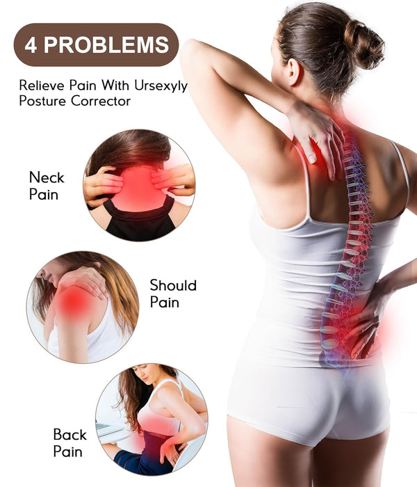URSEXYLY Back Brace Posture Corrector for Women Adjustable Shoulder Straightener Full Back Support Upper and Lower Back Pain Relief,Spine Back