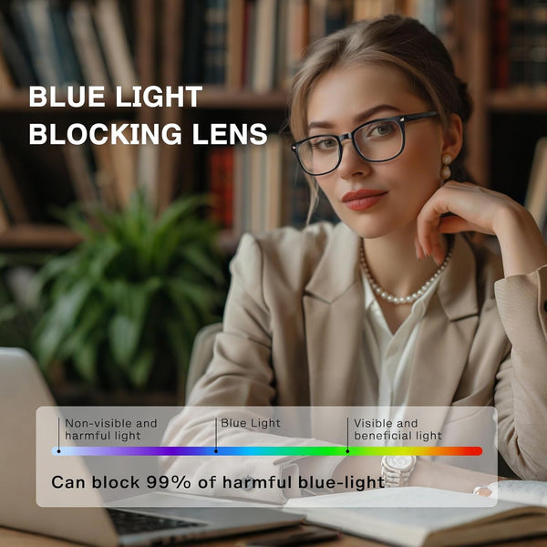 Blue Light Glasses for Woman Men | 99% Blue Light Blocking Glasses | Computer Glassess | Night Driving | Gaming | TV Phone Screen Reader Square