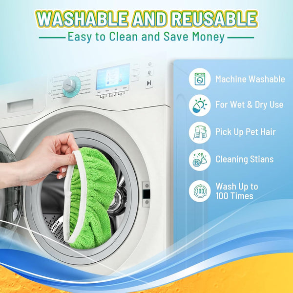 Reusable 100% Coral Fleece Mop Pads Compatible with Swiffer Sweeper Mop, Washable Wet Pad Refills for Wet & Dry Use, Floor Cleaning Mop Head Pads
