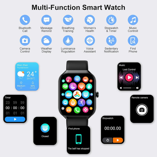 Smart Watch for Men Women, 1.96"HD Smartwatch (Answer/Make Call) with Heart Rate/Sleep Monitor/Spo2/Pedometer, 2025 New Fitness Watch 113+ Sport