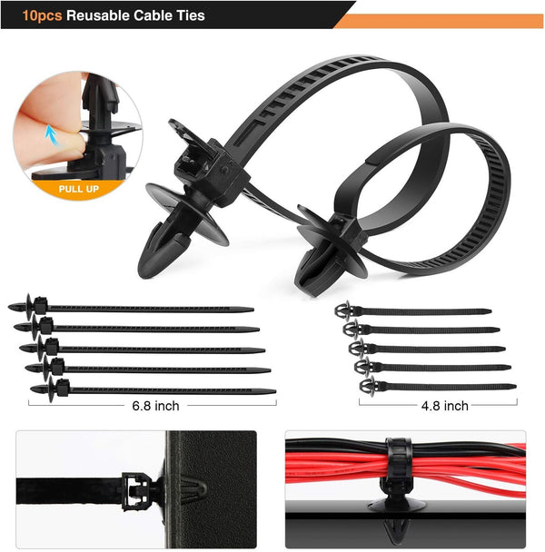GOOACC 635Pcs Car Push Retainer Clips & Auto Fasteners Assortment -16 Most Popular Sizes Nylon Bumper Fender Rivets with 10 Cable Ties and