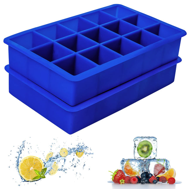 Ozera 2 Pack Silicone Ice Cube Tray, Ice Cube Trays for Freezer, Easy Release Silicone Ice Cube Molds for Whiskey, Cockt