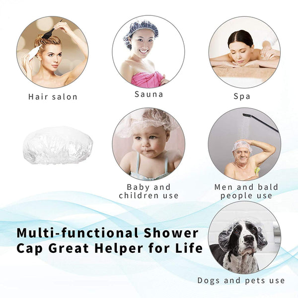 30Pcs Disposable Shower Caps-Multi-Purpose Thickening Elastic Bath Cap Plastic Waterproof Clear Shower Cap Bath Shower Caps Women Spa,Men Hair