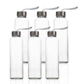Suresave Glass Water Bottles with Stainless Steel Lids and Sleeves | 18 Oz Reusable Glass Bottles with Carrying Loop for Eco-Friendly Travel