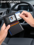 Wallet for Men Slim Leather Wallets for 9-13 Cards, RFID Blocking Thin Card Holder Wallet with ID Window & Stretchable Cash Slot, Minimalist