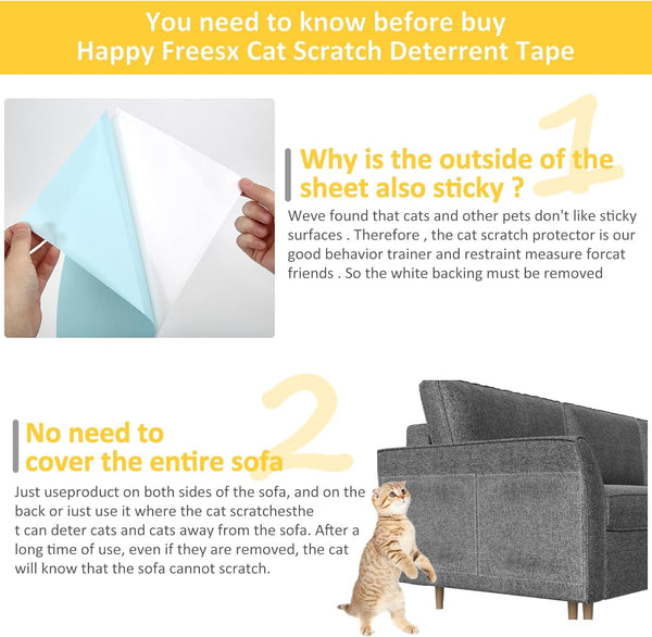 Xmzcymyo anti Cat Scratch Furniture Protectors, 11PCS Cat Scratch Deterrent Tape, Couch Corner Protectors for Cats, Double Sided Sofa anti