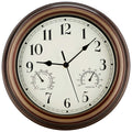 Rsobl 12 Inch Indoor Outdoor Wall Clock Waterproof with Temperature and Humidity Combo,Battery Operated Non Ticking Silent Clock Wall Decorative