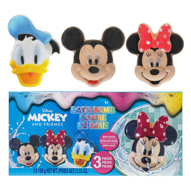 Mickey Minnie and Donald Duck Bath Bombs for Kids, Fun Bright Rainbow Colors, Berry Scented for Kids, Ages 3+, by Townle