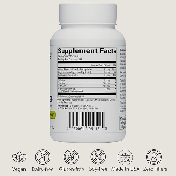 Bioptimizers Sleep Breakthrough Capsules - Natural Support Supplement | Calming Relief Aid for Adults | Non-Habit Forming | 60 Capsules