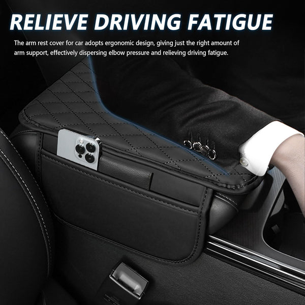 Upgraded Car Center Console Cover,Microfiber Leather Car Armrest Cover Cushion with 2 Storage Bags,Universal Car Armrest Storage Box Car Interior