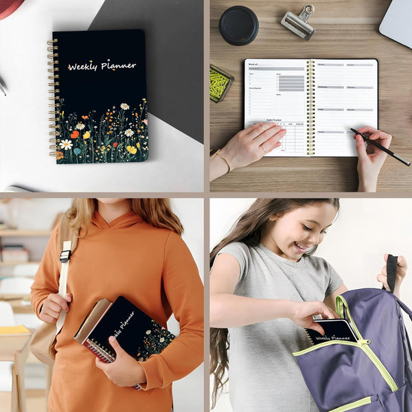Weekly Planner Undated - 52 Weeks to Do List Notebook A5 for Work: Weekly Task, Habit Tracker Journal, Goal Setting, Agenda Sprial Bound Organizer