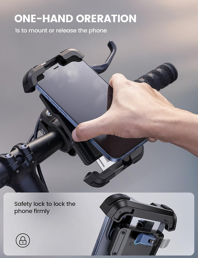 Lamicall Bike Phone Mount Holder - Motorcycle Phone Mount, Adjustable Cell Phone Holder, Bicycle Scooter Handlebar Cradl