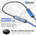 Ear Plugs Bluetooth Headphones for Work, Neckband Wireless Earbuds, Noise Reduction In-Ear Earphones with Mic and Controls, Waterproof Earbuds