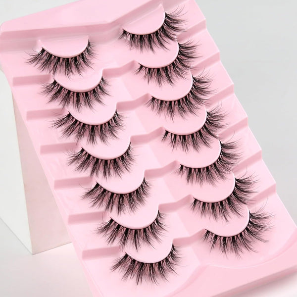 Lashes Natural Cat Eye Lashes Wispy Eyelashes 15Mm False Eyelashes Wispy Lashes 3D Volume Strip Eyelashes Thin Cotton Band Soft Fake Eyelashes