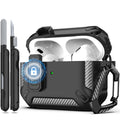 RFUNGUANGO for Airpods Pro 2Nd Gen Protective Case with Cleaning Kit, Military Hard Case with Lock for Airpod Gen 2 Charging Case 2023, 2022, Black