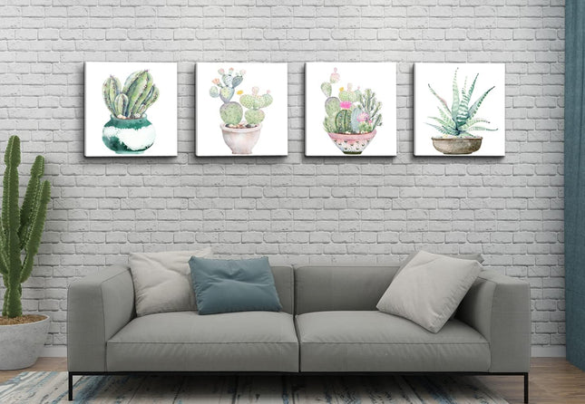 Dgbtcart Succulent Plants Bathroom Decor Wall Art, Green Cactus Pictures Canvas Print, Botanical Paintings for Bedroom L