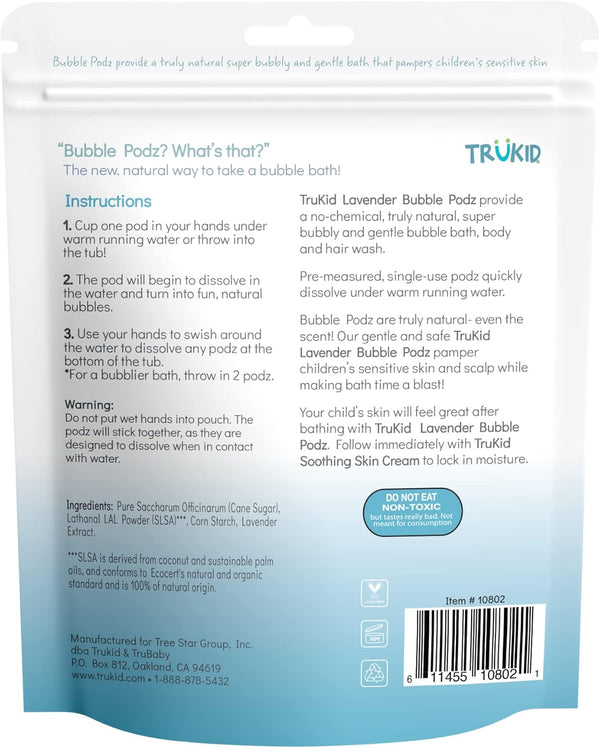 Trukid Bubble Podz Bubble Bath for Kids, Toddlers, & Babies, Tear Free Gentle & Refreshing Bath Bomb for Sensitive Skin with Natural Moisturizers,