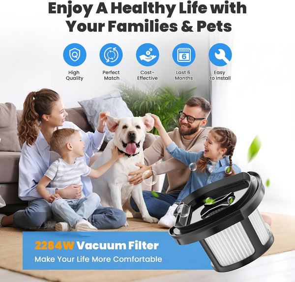 4 Pack 2284W Vacuum Replacement Filter for Bissell Pet Hair Eraser Filter Hand Vacuum 2284W 2390 2389 2390A, Compare to Parts # 1614212 1614203