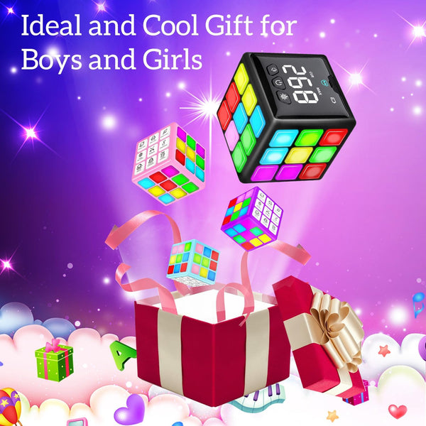 Rechargeable Game Handheld Cube - 15 Fun Brain & Memory Game with Score Screen - Christmas Easter Birthday Gifts for Boys Girls Ages 6-12+ Years
