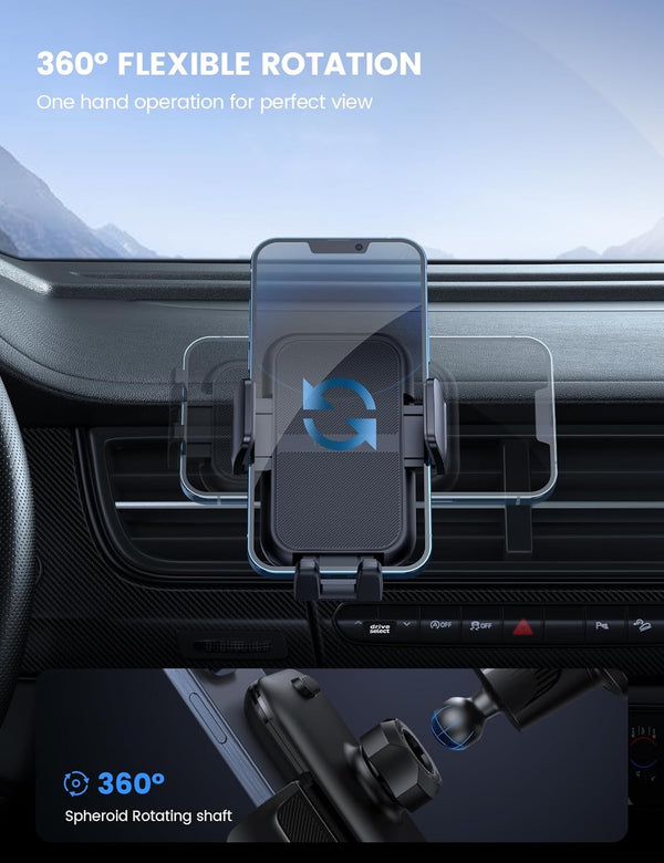 Lamicall 2025 Wider Clamp & Metal Hook Car Phone Holder Vent [Thick Cases Friendly] Phone Holders for Your Car Mount Automobile Hands Free Cradle