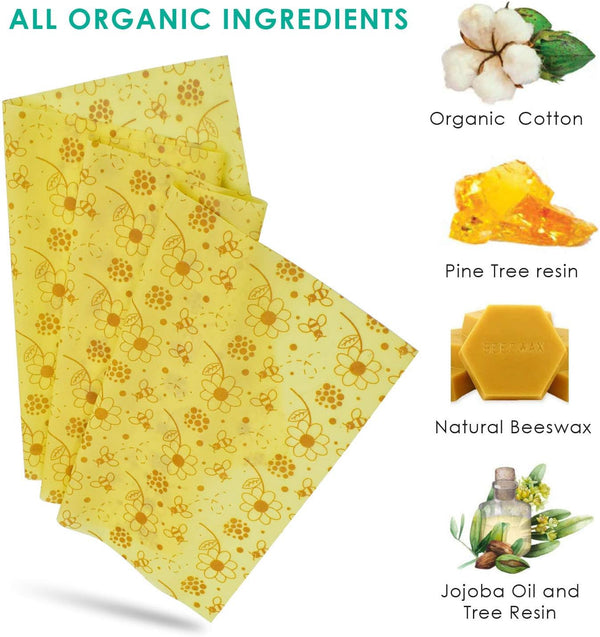 ERKOON Beeswax Food Wraps 1 Meter Roll 13 X 39 Inch Reusable Beeswax Wraps Eco-Friendly Sustainable Food Storage Wraps for Sandwich, Cheese,
