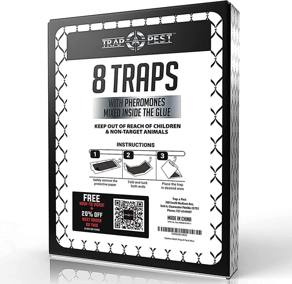 TRAP a PEST Clothing Moth Traps - 8 Pack - Non Toxic Moth Traps for Clothes with Pheromone Attractant - Odorless Sticky Traps for Closet, Carpets
