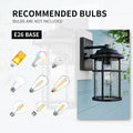 Outdoor Wall Lantern, Exterior Waterproof Wall Sconce Light Fixture, Anti-Rust Black Wall Mount Lighting with Seeded Glass Shade, E26 Socket Front