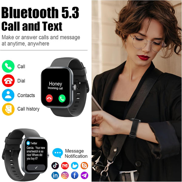 Smart Watch for Men Women, 1.96" Fitness Tracker Running Watch (Answer/Make Call), IP68 Waterproof, Pedometer, Sleep/Step/Activity/Heart Rate
