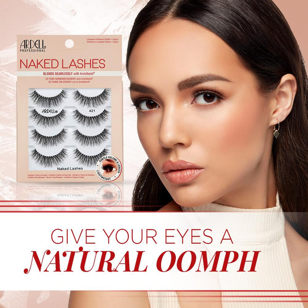 Ardell Naked Strip Lashes 421 â Natural-Looking, Long-Lasting False Eyelashes with Invisiband for Seamless Blend, 4 Pairs, 1-Pack