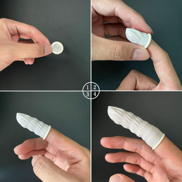 Approx. 420 Pcs Latex Finger Cots, Disposable Medium Finger Gloves, Fingertip Protectors, Thumb Covers, Sleeves Covers Protection for