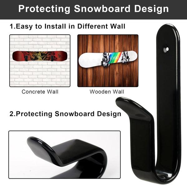 Snowboard Wall Mount Clips, Horizontal Skateboard Wall Mount?Snowboard Display Stand for Room, Garage