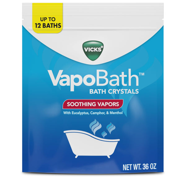 Vicks Vapobath, Bath Salts, Bath Bomb, Non-Medicated Bath Crystals, Comforting Vicks Vapors, Vapor Bath, Aromatherapy with Eucalyptus and Menthol