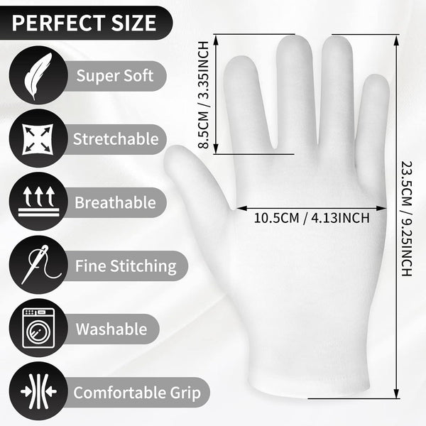 Sibba 2 Pairs Touch Screen Moisturizing Gloves White Cotton Moisturizing Gloves Overnight Bedtime Heal Eczema Sleeping Lotion Hand Spa Treatment