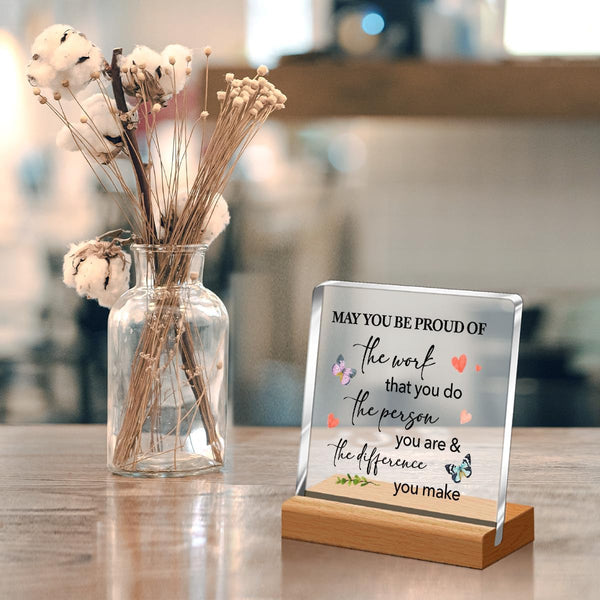 Little Reminders Desk Sign,Positive Sign Desk Decor for Office,You Are Awesome Sign Acrylic Plaque,Inspirational Gift for Women Friends Cheer up