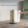 Paper Towel Holder Countertop, One-Handed Tear, Stainless Steel, Weighted Base, Black, Paper Towel Roll Holder Stand with Ratchet Mechanism for