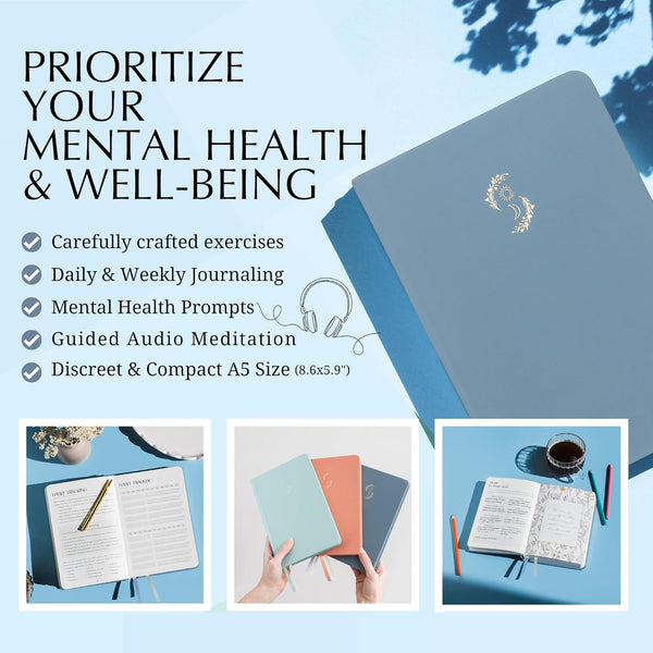 FINDING BALANCE Mental Health Journal â 6-Month Daily Journal with Prompts for Mindfulness, Self-Care & Healing â Anxiety & Depression Relief â
