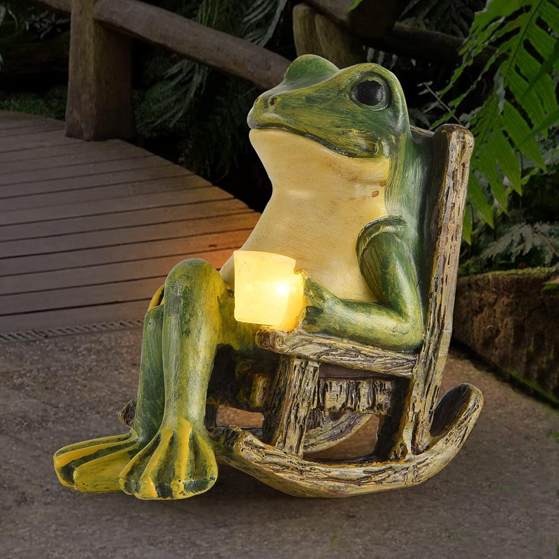Miniature Frog Garden Statue Mom Gifts Home Decorations Fairy Garden Accessories Outdoor Lights Solar Garden Frog Decor Art Housewarming Gift for