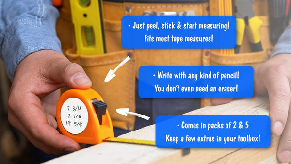 CYCLOPS Erasable Scratch Pads for Tape Measure, Construction, Woodworking Tool - 5 Pads - Write Measurements & Notes - Great Stocking Stuffer,