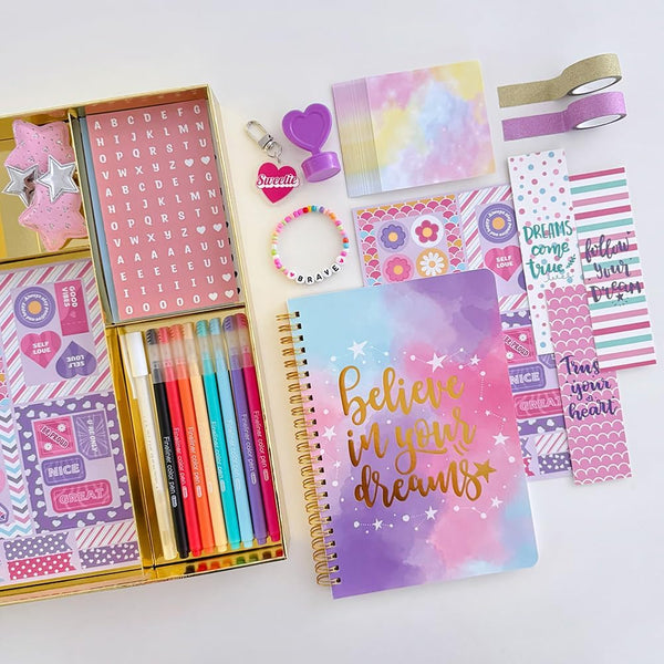 DIY Journal Kit for Girls - DIY Journal Set for Tween & Teen Girls, Stationery Set, Scrapbook & Diary Supplies Set, Journaling Art Crafts Kit,