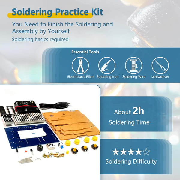 EIELE Soldering Practice Kit Electronic Pixel Games Electronic DIY Kits for Teenagers Soldering Kit Adults Suitable for School Students Learning