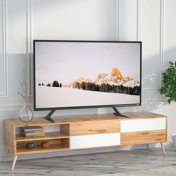 WALI Universal TV Stand 55 Inch TV, TV Stand Mount for 22-65 Inch LCD Flat Screen Tvs, Table Top TV Stands Holds up to 110Lbs Mounting Holes up to