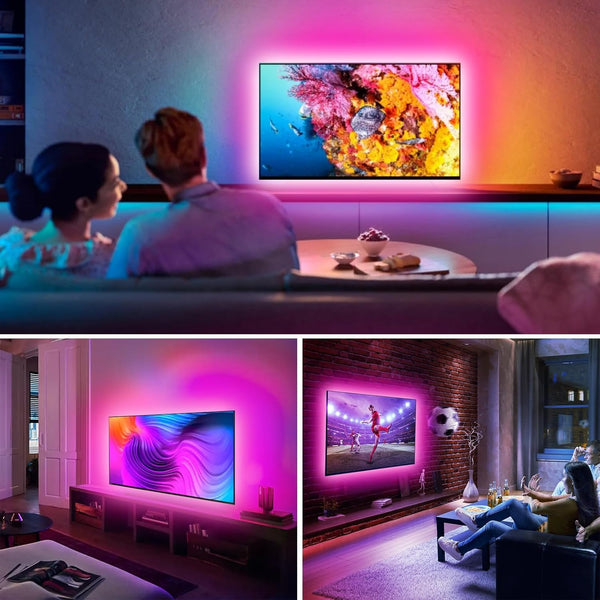 VOLIVO LED Lights for TV, 16.4FT Led Backlight for 45-85 Inch Tvs, Bluetooth RGB LED Lights behind Television with Remote, USB Powered, Color