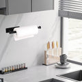 Paper Towel Holder under Cabinet Wall Mount,Self Adhesive and Drilling Paper Towel Holders,Sus304 Stainless Steel Paper Towel Roll Rack,Black