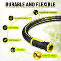 Garden Hose 10FT - PHLEX PRO Heavy-Duty Premium 5/8'' Rubber 3-Layer Water Hose - Flexible Hybrid Lightweight Water Hose, Full Brass Male to